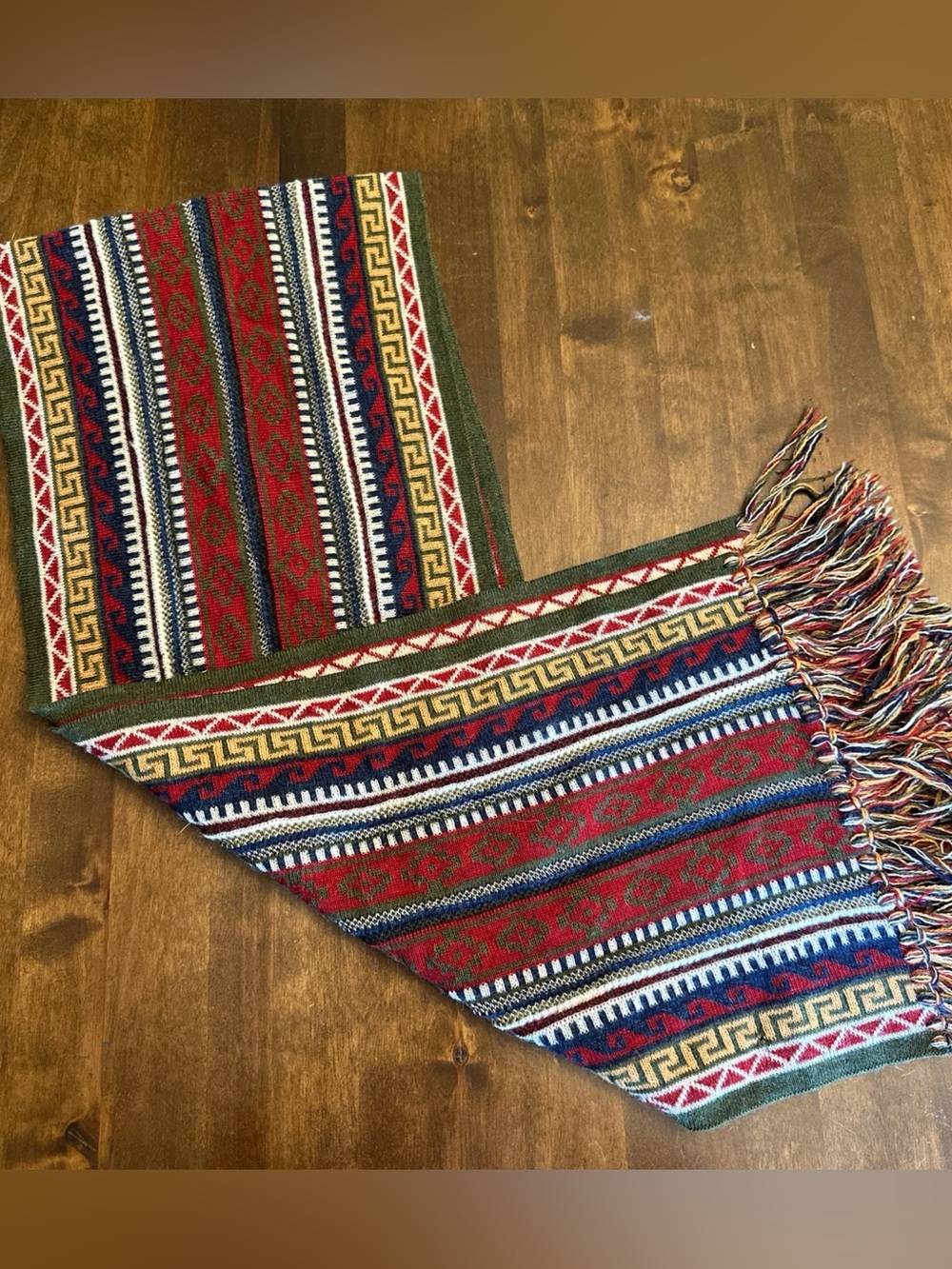 La Vicunita Scarf Peru 100% Baby Alpaca Aztec Tribal Fringe Knit